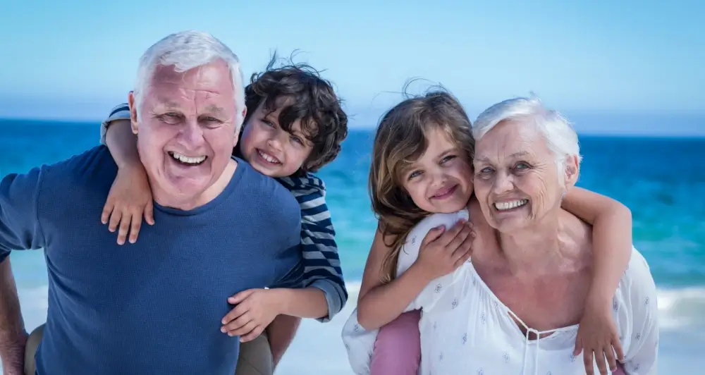 Grandparents enjoying time with grandkids at Point Pleasant beach in New Jersey